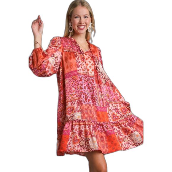 UMGEE NWT Boho Patchwork Dress Western Cowgirl Chic Festival Retro Gypsy Vibes - Picture 5 of 9